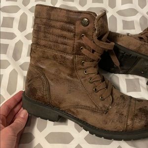 Brown combat boots